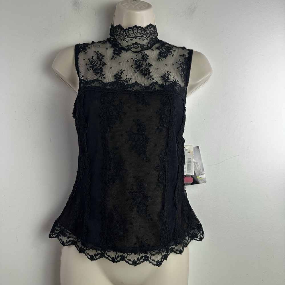 Vintage Womens Lace Top Sz 10 Black Y2K Whimsigoth Corset Romantic Fairy NWT